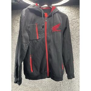 Honda Racing Zip Up Hoodie Men’s Medium Black Red Fleece One Industries Logo